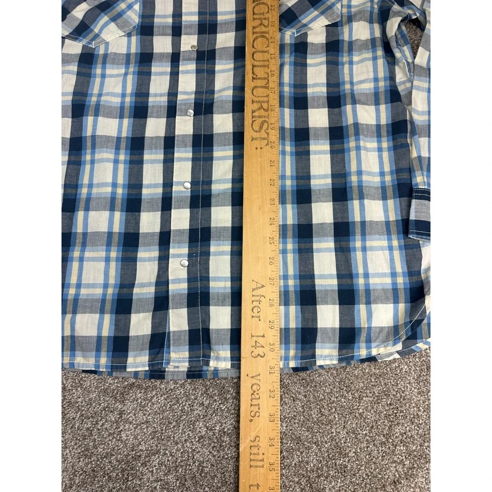 Levi's Men's 2XL Pearl Snap Button Long‎ Sleeve Blue Plaid Western Shirt